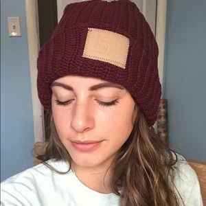 Love Your Melon oversized cuffed beanie garnet